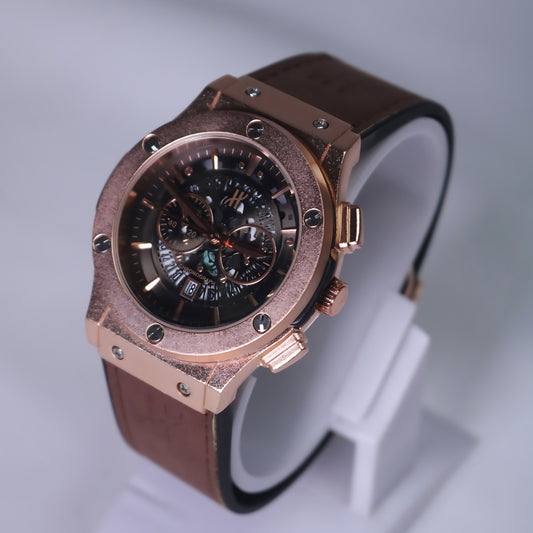 Hublot Men's Watch: Brown Straps with Black shining dial