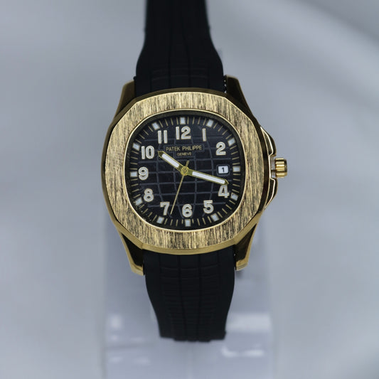 Black Straps with Black Dial and Gold Ring