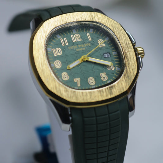 Men's Watch: Green Straps with Green Dial and Gold Ring